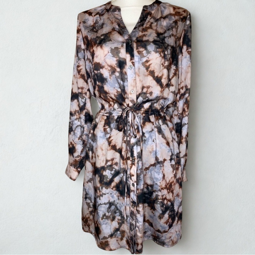 adelyn rae Dress MIDI Button Front boho Tye Dye Print Pockets Womens Med